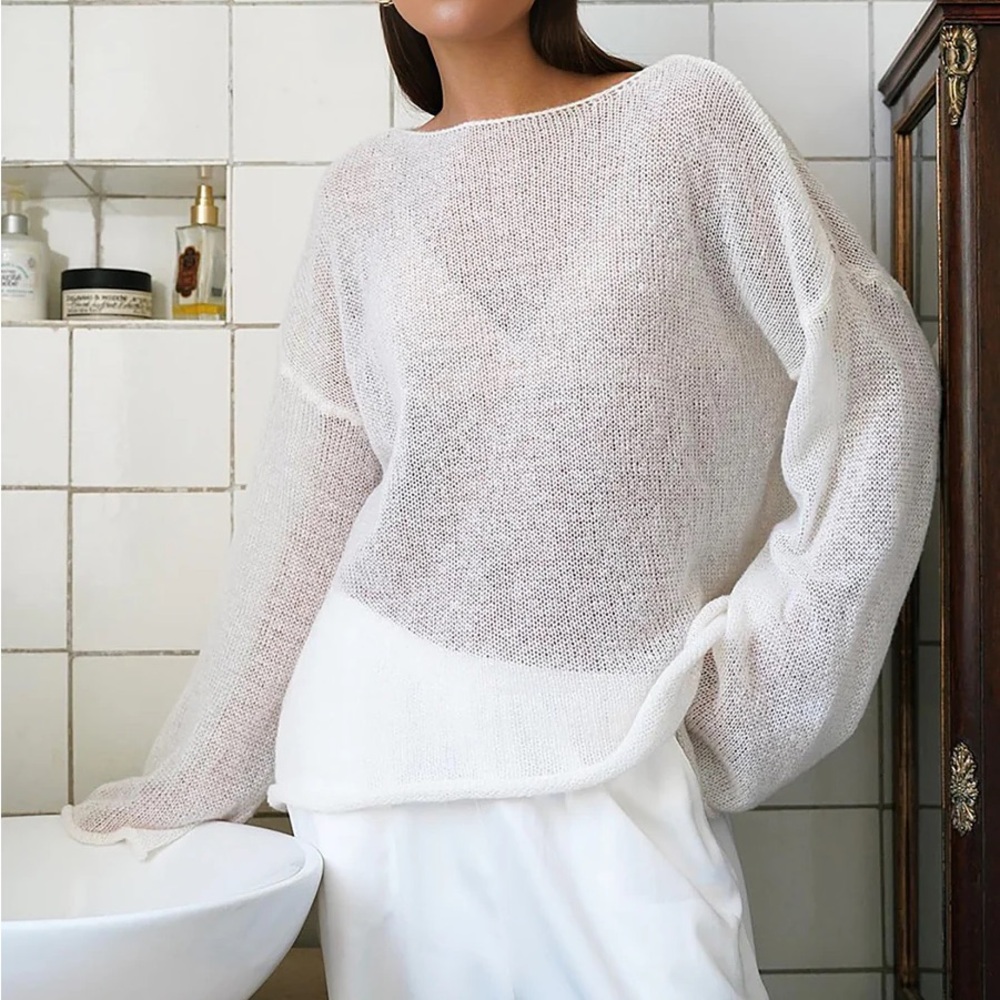 Hollow Draped Snug Knit top